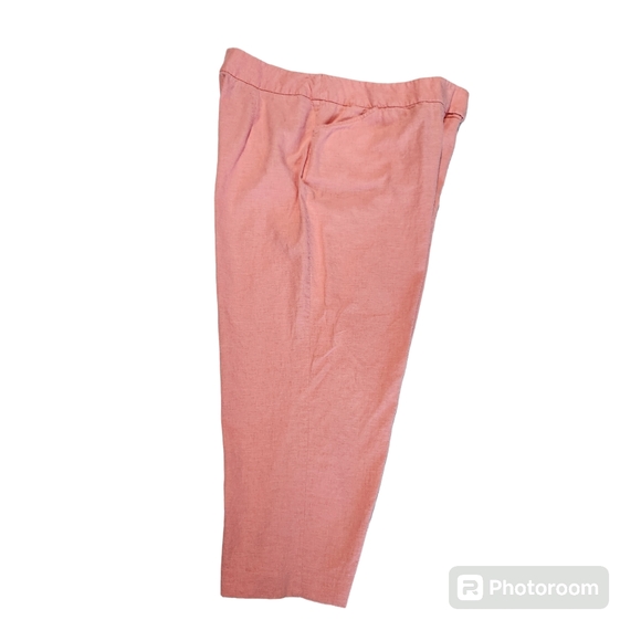 Pierre Cardin Women's Coral Linen & Rayon Blend Pocketed Capri Pants Size 16 - Picture 3 of 11